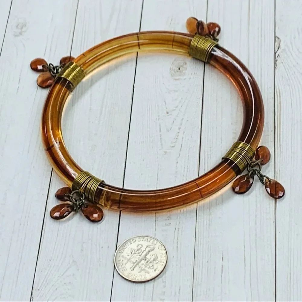 Acrylic Wire Wrapped Rootbeer Bangle‎